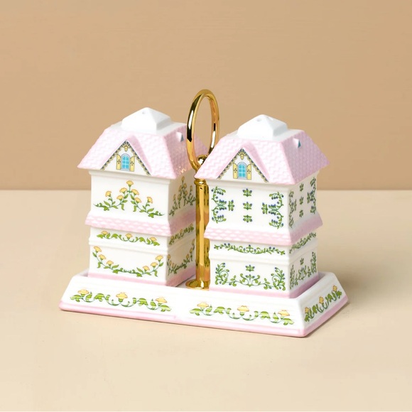 Charming 2025 LENOX Spice Village Pink and White Salt and Pepper Shaker Set - Picture 3 of 7
